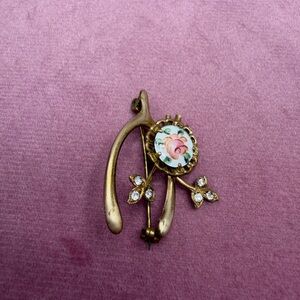 Vintage Guilloche Wishbone Brooch